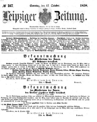 Leipziger Zeitung Sonntag 17. Oktober 1858