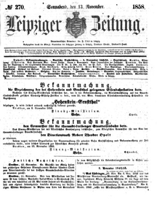 Leipziger Zeitung Samstag 13. November 1858