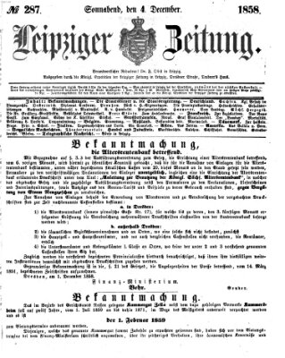 Leipziger Zeitung Samstag 4. Dezember 1858