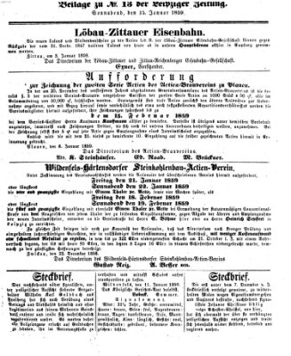 Leipziger Zeitung Samstag 15. Januar 1859