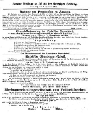 Leipziger Zeitung Dienstag 8. Februar 1859