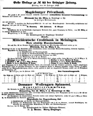 Leipziger Zeitung Freitag 18. Februar 1859