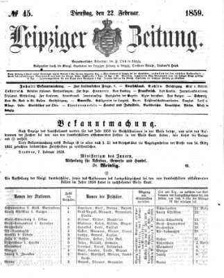 Leipziger Zeitung Dienstag 22. Februar 1859