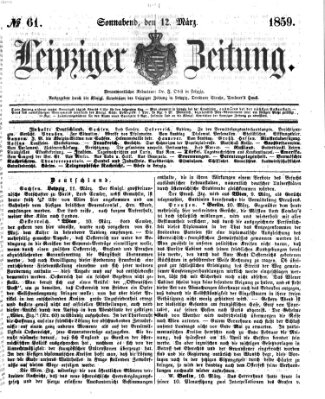 Leipziger Zeitung Samstag 12. März 1859