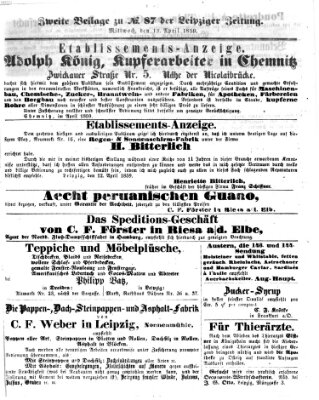 Leipziger Zeitung Mittwoch 13. April 1859