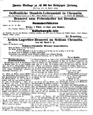 Leipziger Zeitung Freitag 15. April 1859