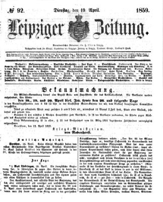 Leipziger Zeitung Dienstag 19. April 1859