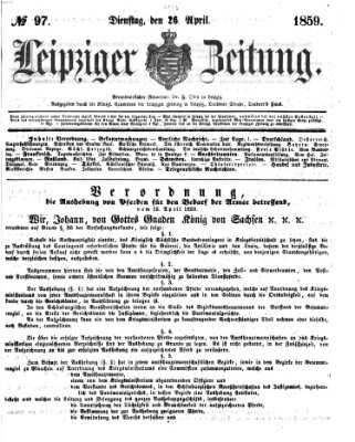 Leipziger Zeitung Dienstag 26. April 1859