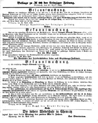 Leipziger Zeitung Mittwoch 27. April 1859