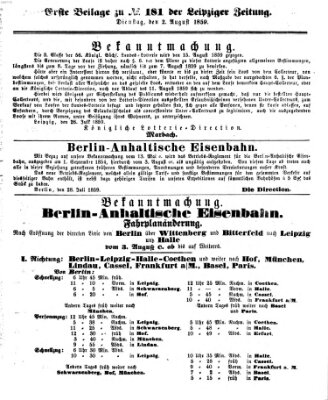 Leipziger Zeitung Dienstag 2. August 1859