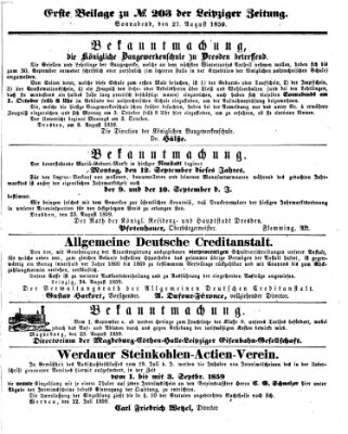 Leipziger Zeitung Samstag 27. August 1859