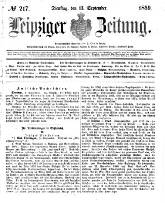 Leipziger Zeitung Dienstag 13. September 1859