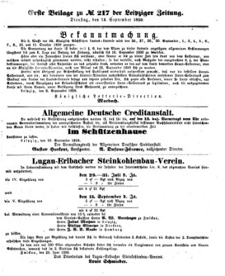 Leipziger Zeitung Dienstag 13. September 1859