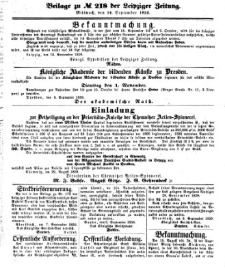 Leipziger Zeitung Mittwoch 14. September 1859