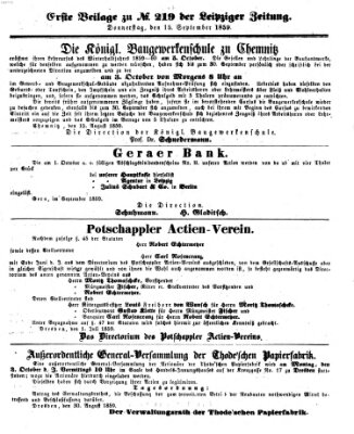 Leipziger Zeitung Donnerstag 15. September 1859