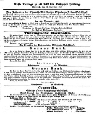 Leipziger Zeitung Mittwoch 12. Oktober 1859