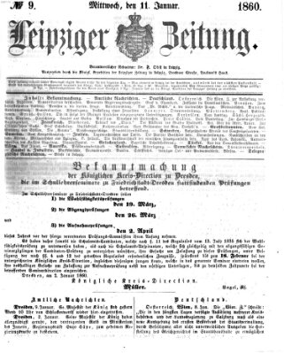 Leipziger Zeitung Mittwoch 11. Januar 1860