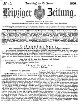 Leipziger Zeitung Donnerstag 12. Januar 1860