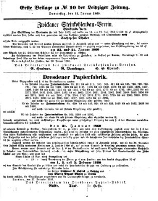 Leipziger Zeitung Donnerstag 12. Januar 1860