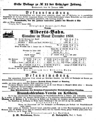 Leipziger Zeitung Samstag 14. Januar 1860