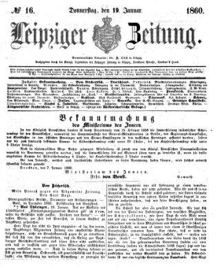 Leipziger Zeitung Donnerstag 19. Januar 1860