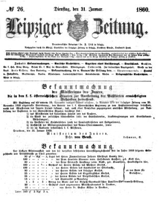 Leipziger Zeitung Dienstag 31. Januar 1860