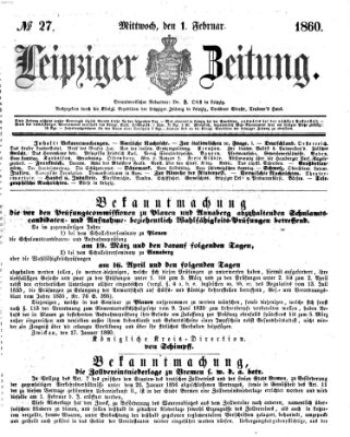 Leipziger Zeitung Mittwoch 1. Februar 1860