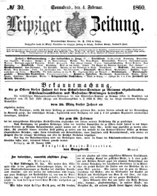 Leipziger Zeitung Samstag 4. Februar 1860