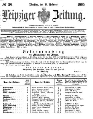 Leipziger Zeitung Dienstag 14. Februar 1860