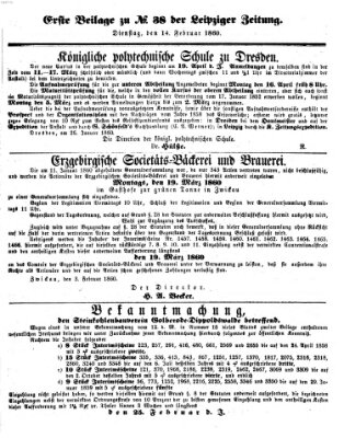 Leipziger Zeitung Dienstag 14. Februar 1860