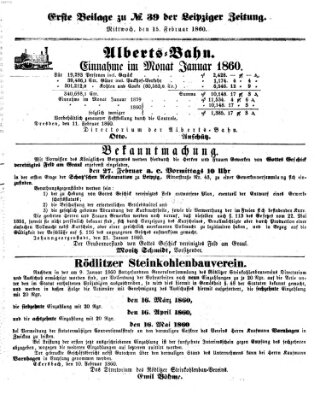 Leipziger Zeitung Mittwoch 15. Februar 1860