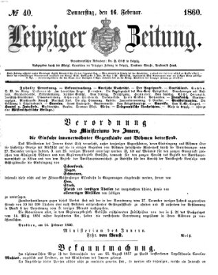 Leipziger Zeitung Donnerstag 16. Februar 1860