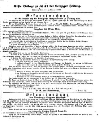 Leipziger Zeitung Freitag 17. Februar 1860