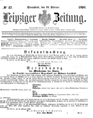 Leipziger Zeitung Samstag 18. Februar 1860