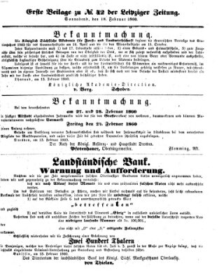 Leipziger Zeitung Samstag 18. Februar 1860