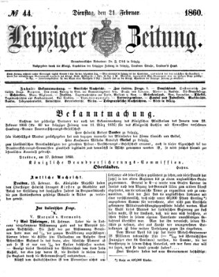 Leipziger Zeitung Dienstag 21. Februar 1860