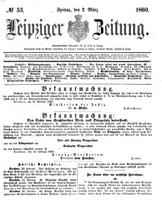 Leipziger Zeitung Freitag 2. März 1860