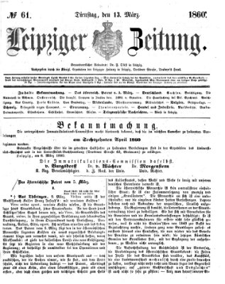 Leipziger Zeitung Dienstag 13. März 1860