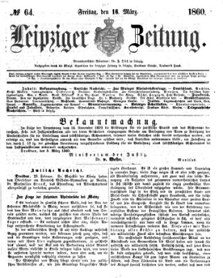 Leipziger Zeitung Freitag 16. März 1860