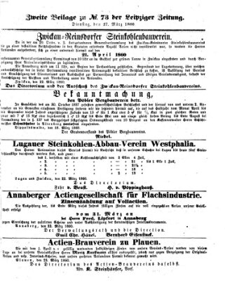 Leipziger Zeitung Dienstag 27. März 1860