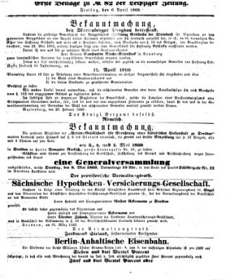 Leipziger Zeitung Freitag 6. April 1860