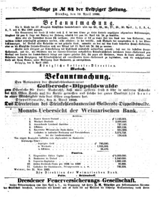 Leipziger Zeitung Dienstag 10. April 1860