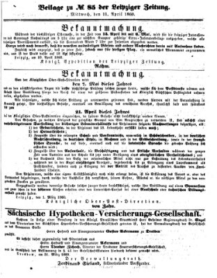 Leipziger Zeitung Mittwoch 11. April 1860