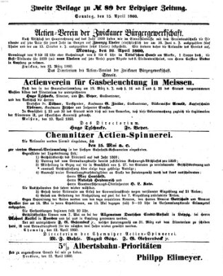 Leipziger Zeitung Sonntag 15. April 1860