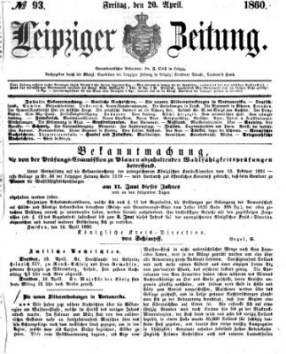 Leipziger Zeitung Freitag 20. April 1860