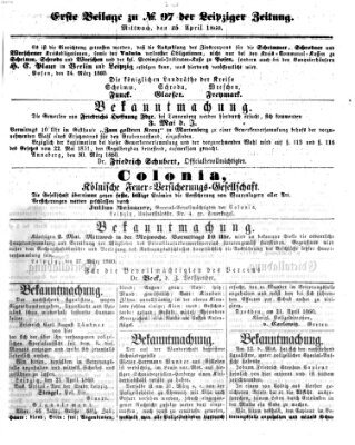 Leipziger Zeitung Mittwoch 25. April 1860