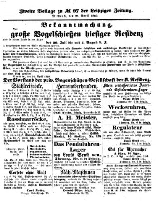 Leipziger Zeitung Mittwoch 25. April 1860