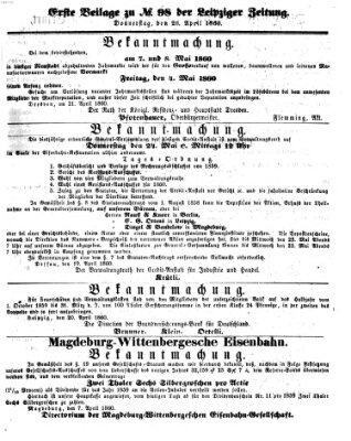 Leipziger Zeitung Donnerstag 26. April 1860