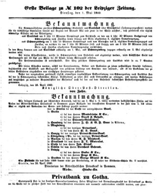 Leipziger Zeitung Dienstag 1. Mai 1860