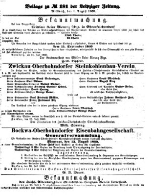 Leipziger Zeitung Mittwoch 1. August 1860